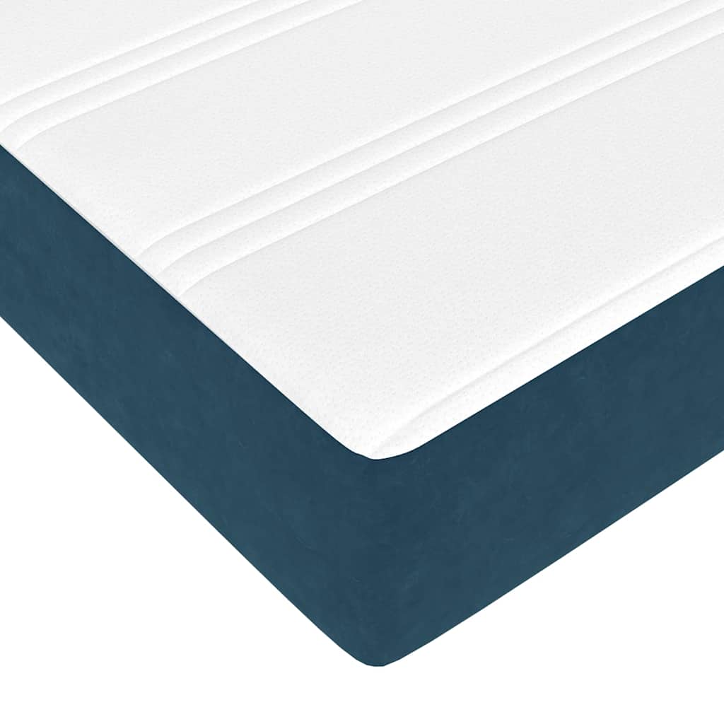 Cadre de lit ottoman avec matelas bleu foncé 80x200 cm velours