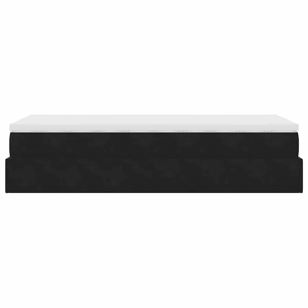 Cadre de lit ottoman avec matelas noir 90x190 cm velours - XIOS