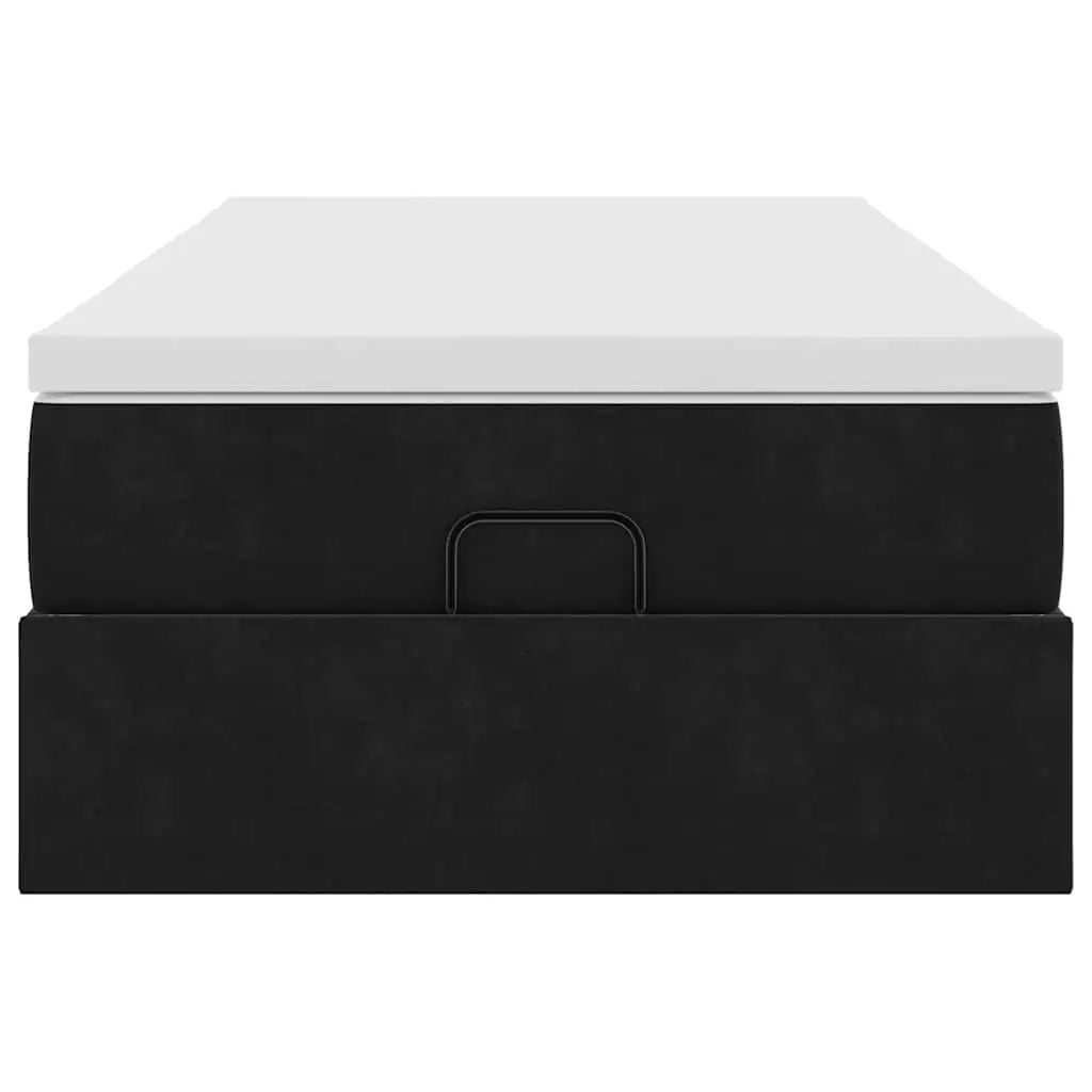 Cadre de lit ottoman avec matelas noir 90x200 cm velours - XIOS