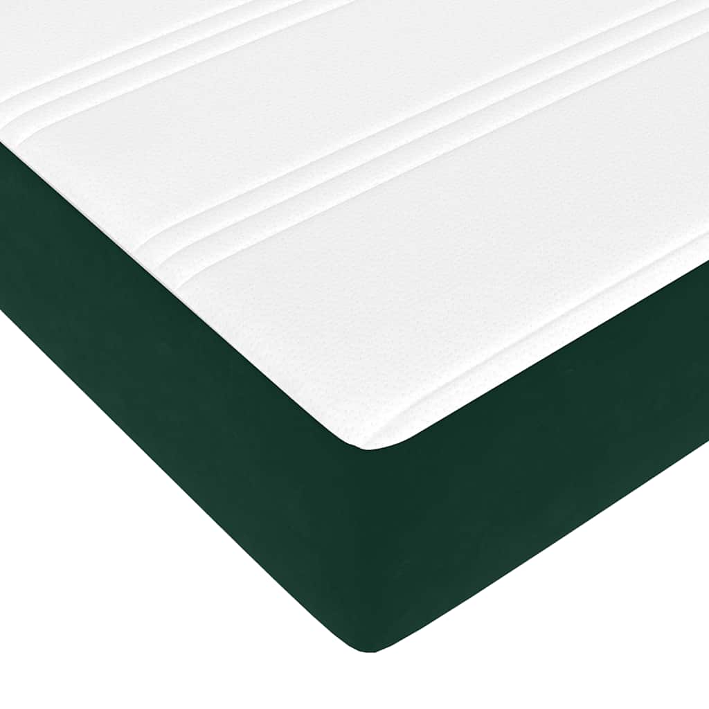 Cadre de lit ottoman avec matelas vert foncé 90x200 cm velours