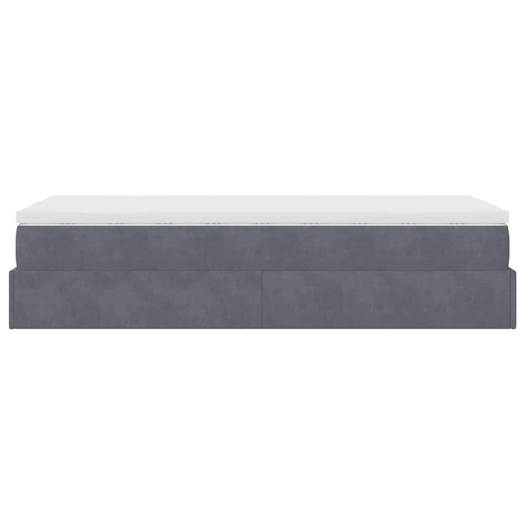 Cadre de lit ottoman avec matelas gris foncé 100x200 cm velours - XIOS