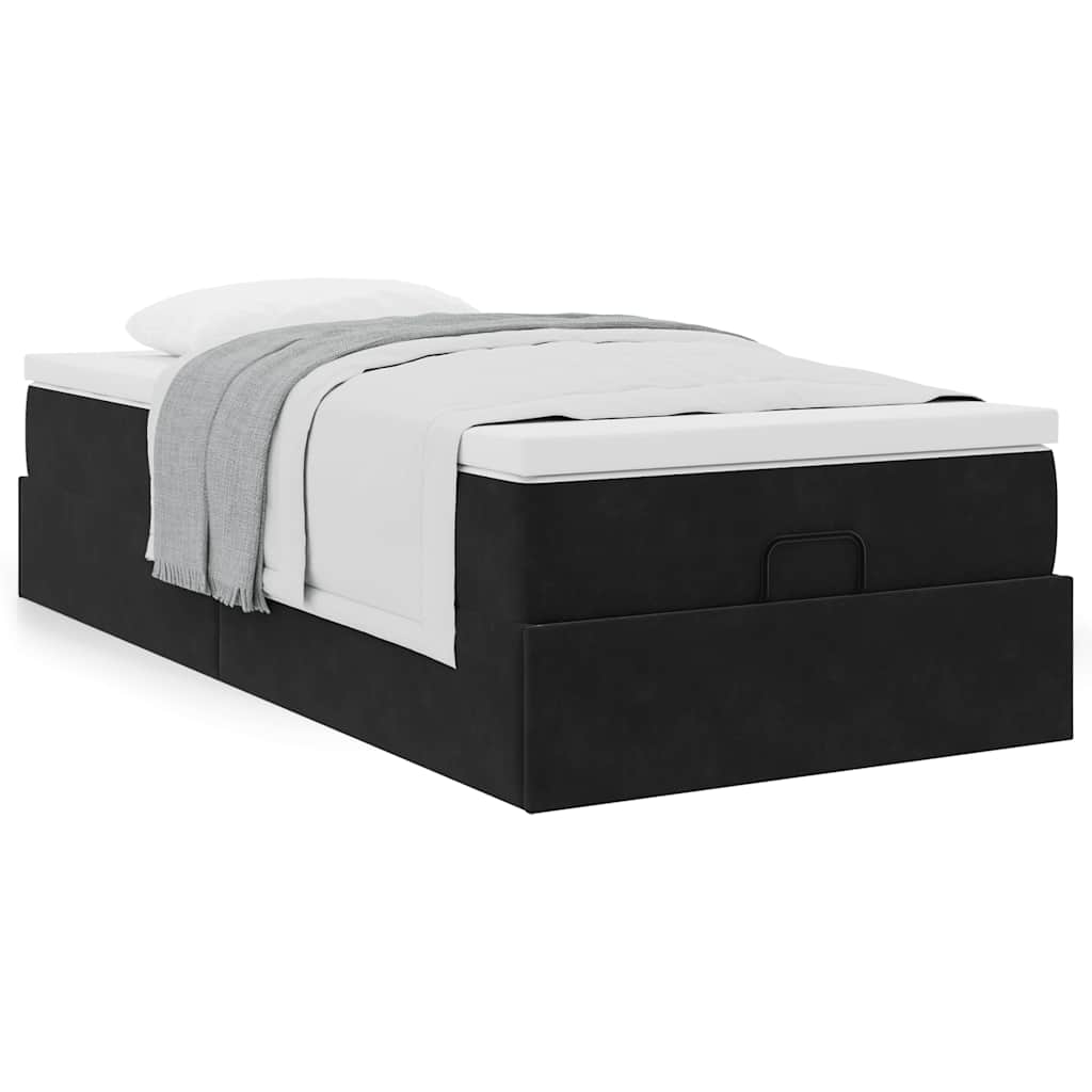 Cadre de lit ottoman avec matelas noir 100x200cm velours - XIOS