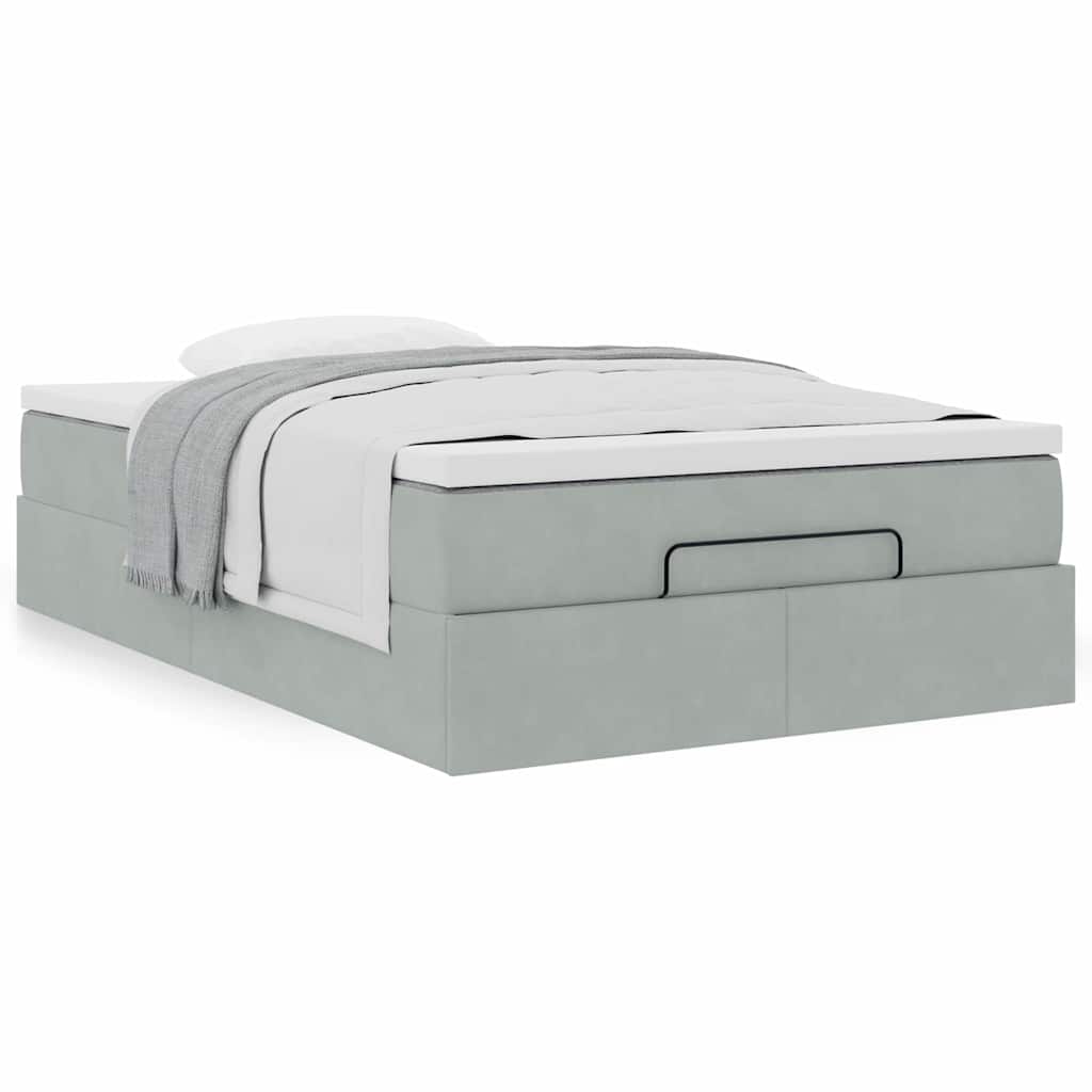 Lit ottoman avec matelas gris clair 120x190 cm velours - XIOS
