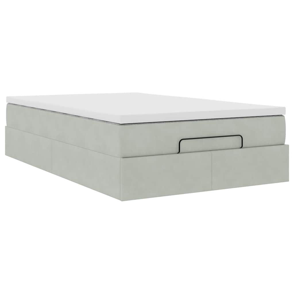 Lit ottoman avec matelas gris clair 120x190 cm velours - XIOS