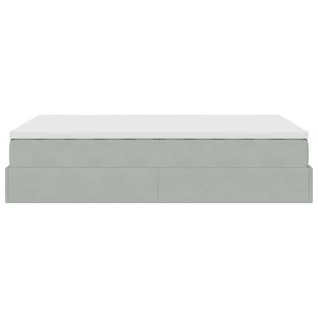 Lit ottoman avec matelas gris clair 120x190 cm velours - XIOS