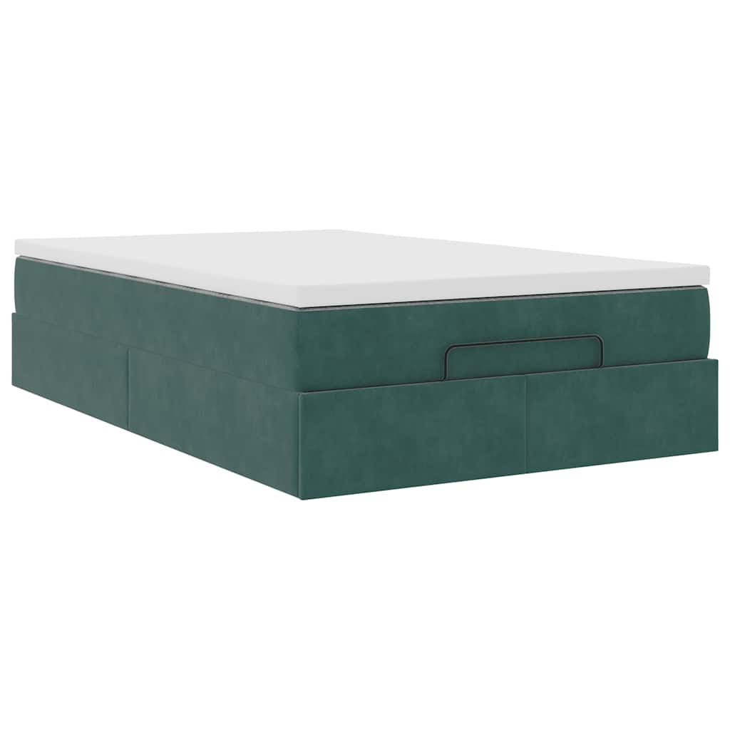Lit ottoman avec matelas vert foncé 120x190 cm velours - XIOS