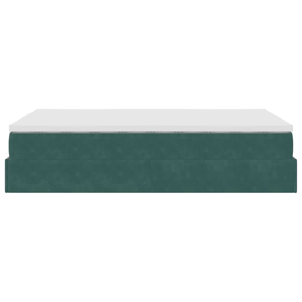 Lit ottoman avec matelas vert foncé 120x190 cm velours - XIOS