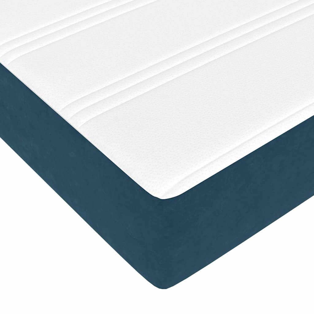 Lit ottoman avec matelas bleu foncé 120x190 cm velours