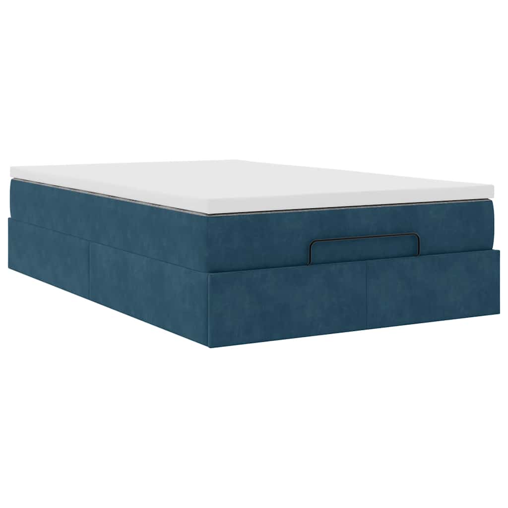 Lit ottoman avec matelas bleu foncé 120x190 cm velours - XIOS
