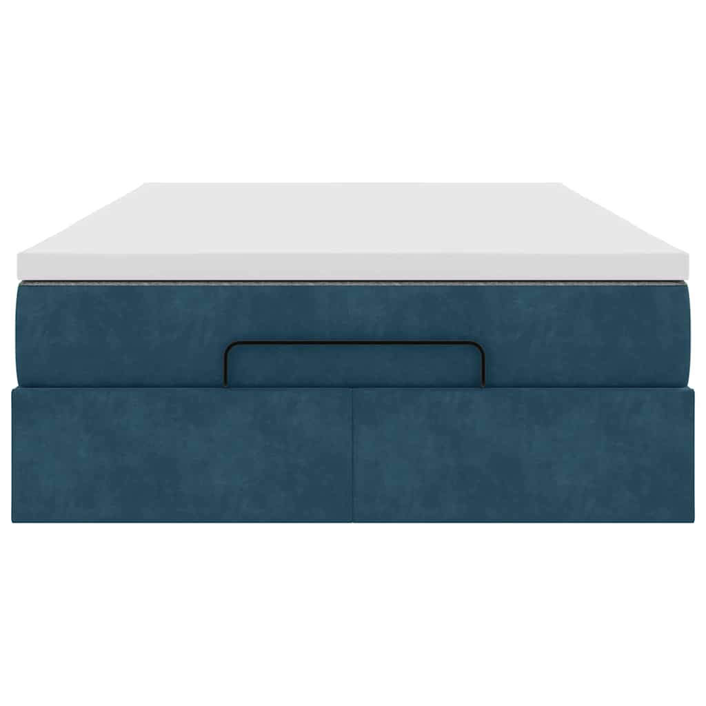 Lit ottoman avec matelas bleu foncé 120x190 cm velours - XIOS