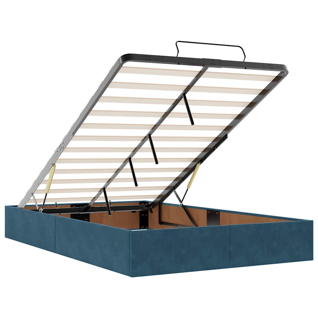Lit ottoman avec matelas bleu foncé 120x190 cm velours - XIOS
