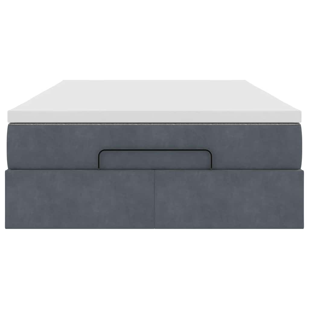 Cadre de lit ottoman et matelas gris foncé 120x200 cm velours - XIOS
