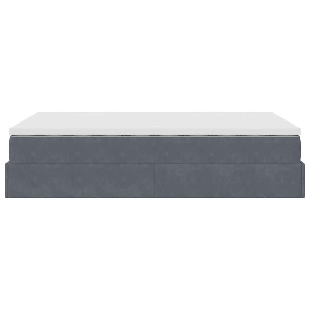 Cadre de lit ottoman et matelas gris foncé 120x200 cm velours - XIOS