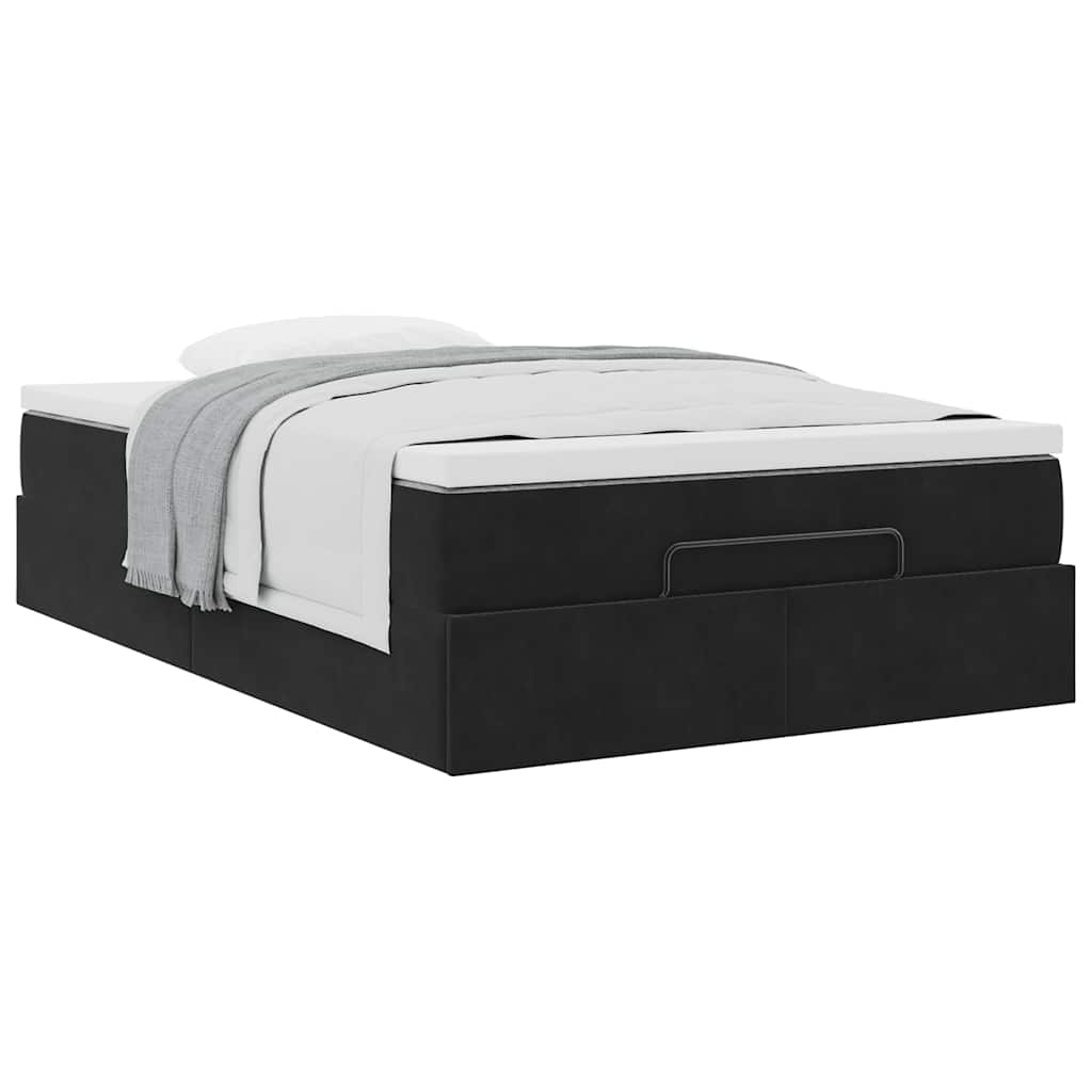 Cadre de lit ottoman avec matelas noir 120x200 cm velours - XIOS
