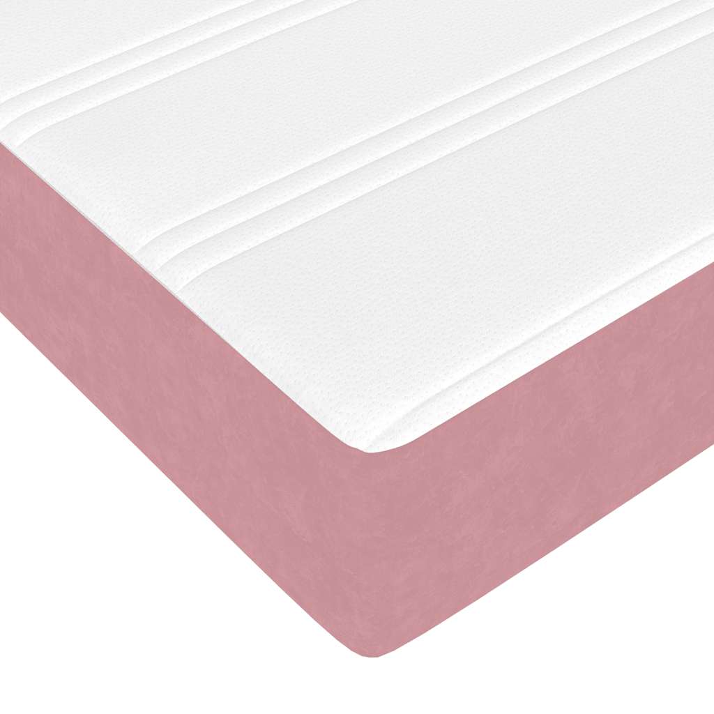 Cadre de lit ottoman avec matelas rose 120x200 cm velours