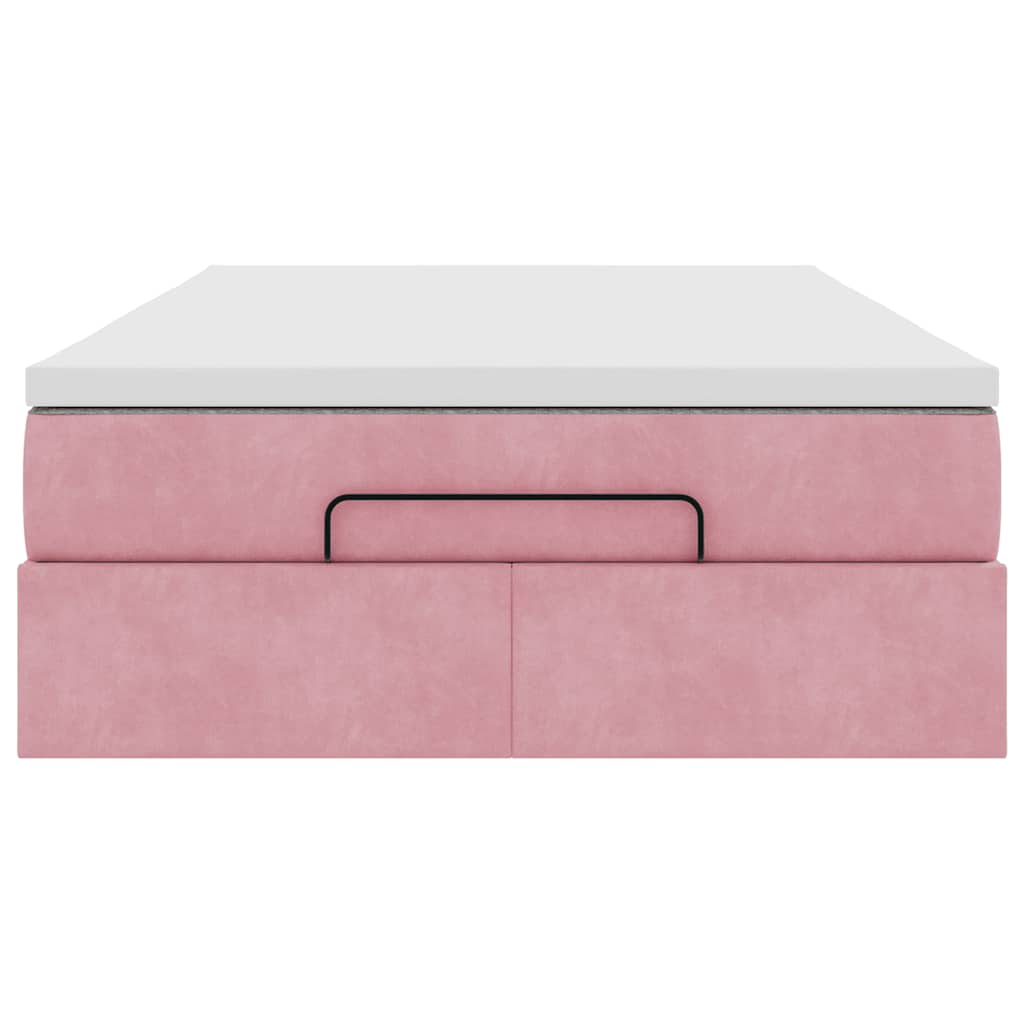 Cadre de lit ottoman avec matelas rose 120x200 cm velours - XIOS