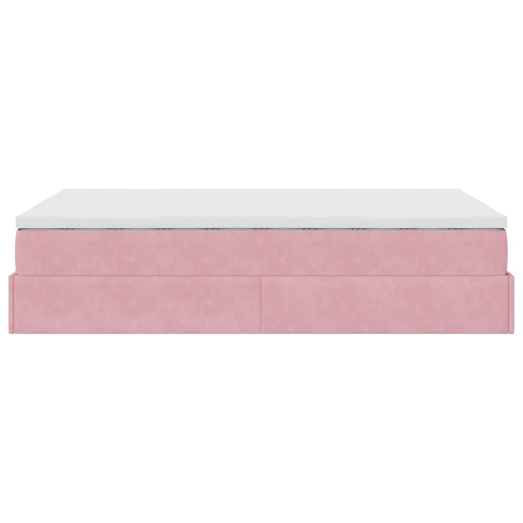 Cadre de lit ottoman avec matelas rose 120x200 cm velours - XIOS