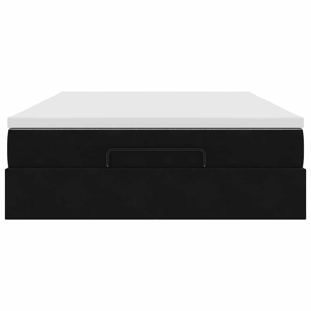 Cadre de lit ottoman avec matelas noir 140x200 cm velours - XIOS