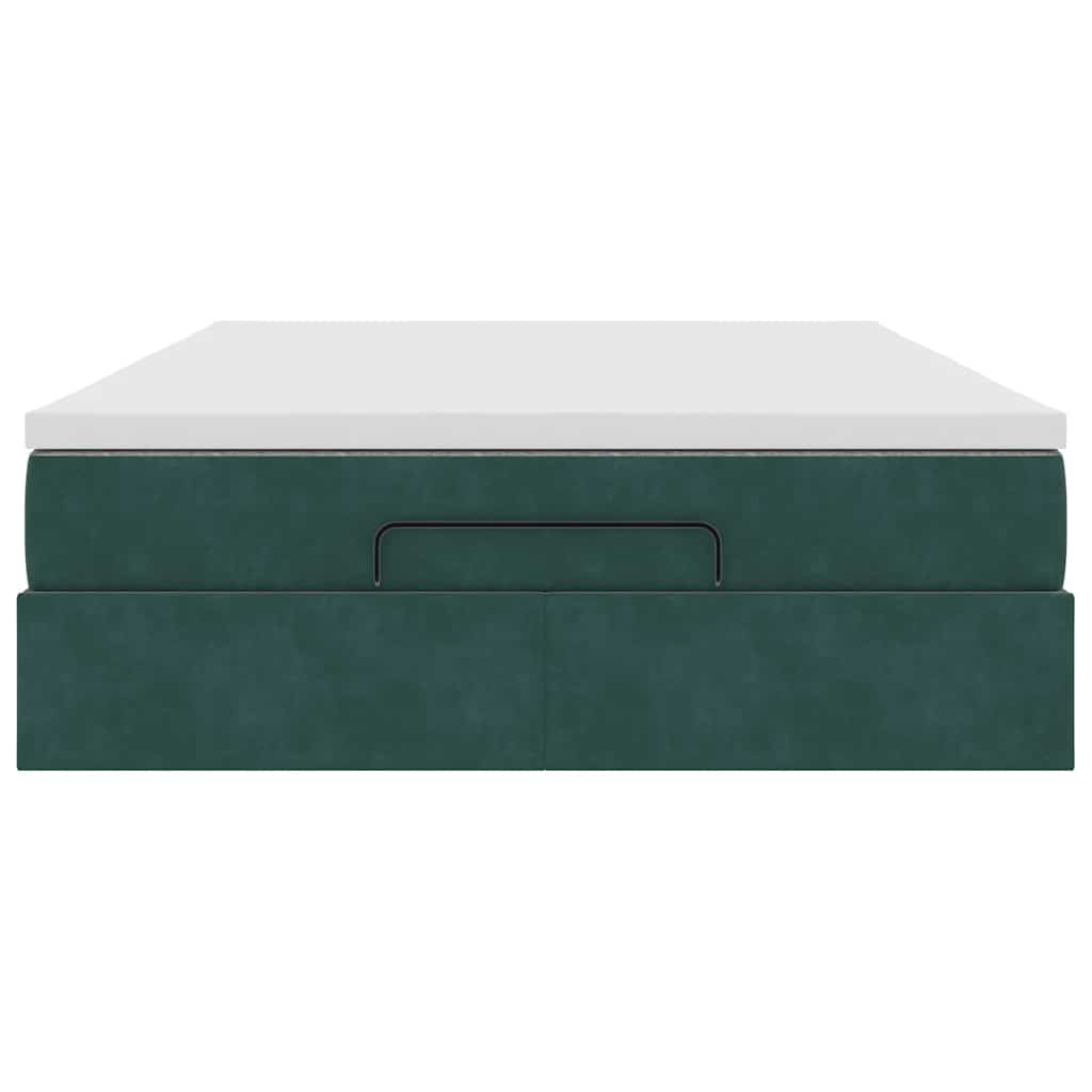 Cadre de lit ottoman avec matelas vert foncé 140x200 cm velours - XIOS