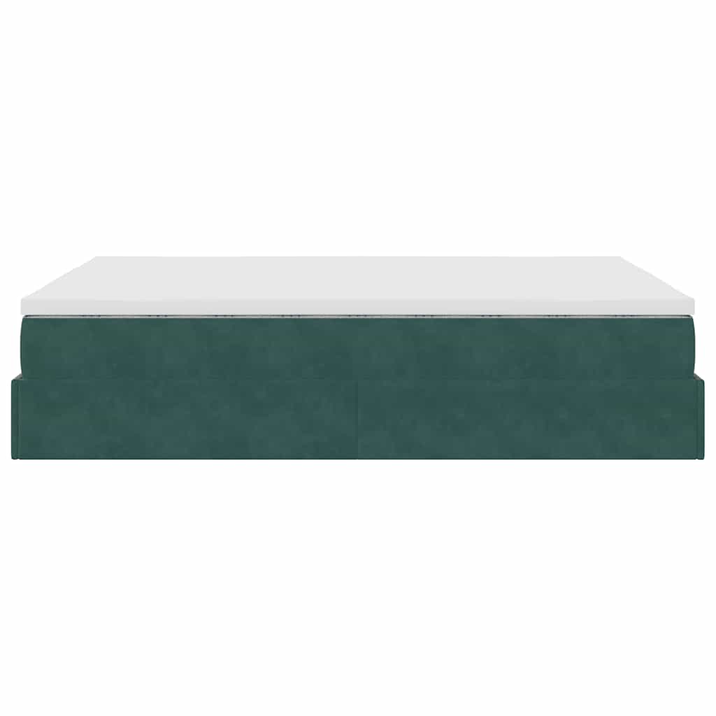 Cadre de lit ottoman avec matelas vert foncé 140x200 cm velours - XIOS
