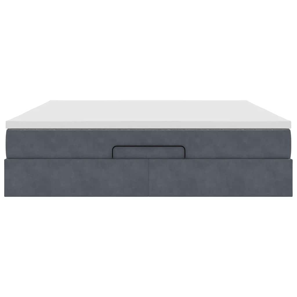 Cadre de lit ottoman avec matelas gris foncé 160x200 cm velours - XIOS