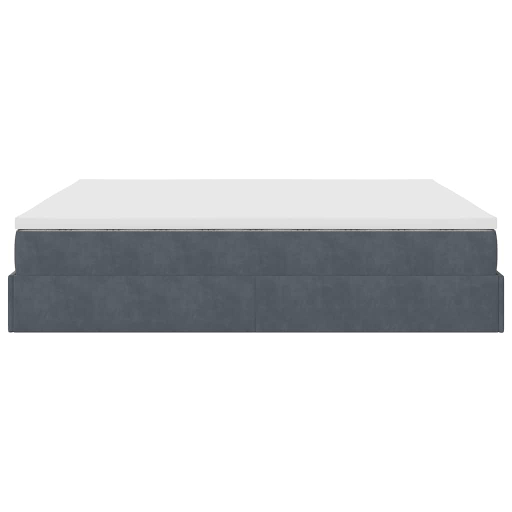 Cadre de lit ottoman avec matelas gris foncé 160x200 cm velours - XIOS
