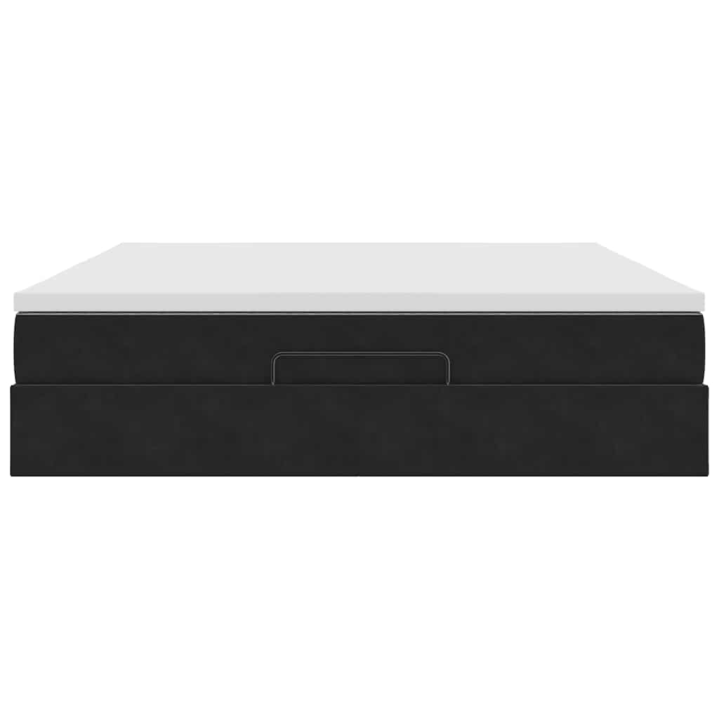 Cadre de lit ottoman avec matelas noir 160x200 cm velours - XIOS
