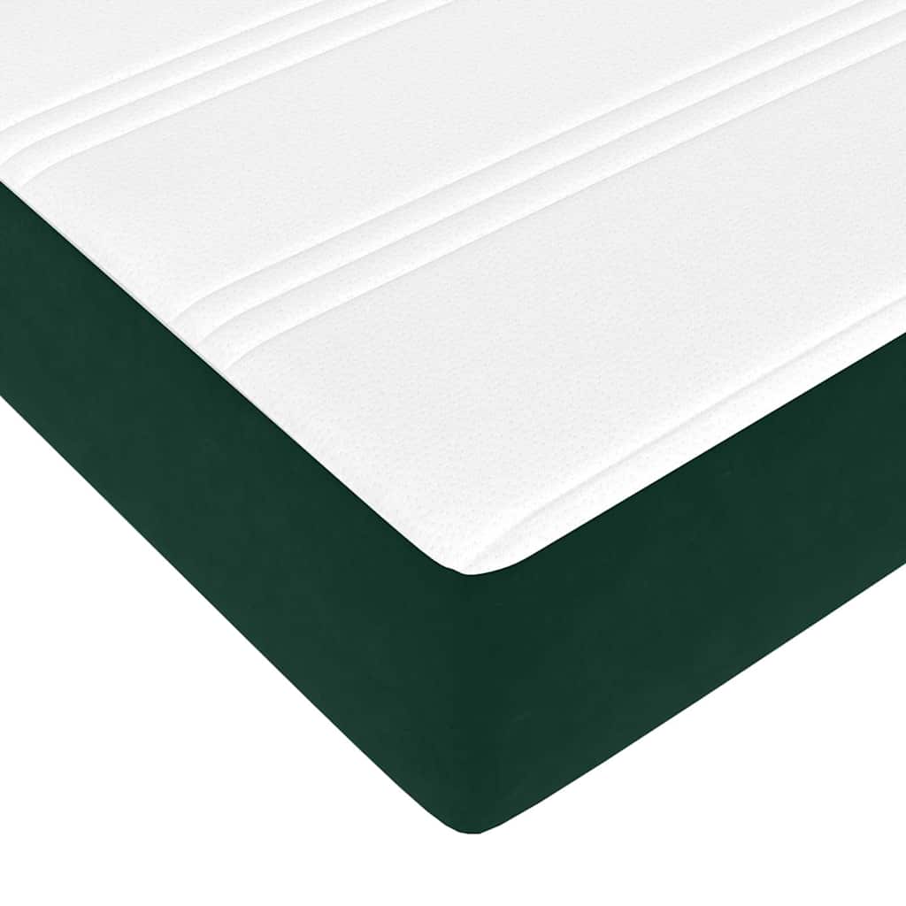 Cadre de lit ottoman avec matelas vert foncé 160x200 cm velours