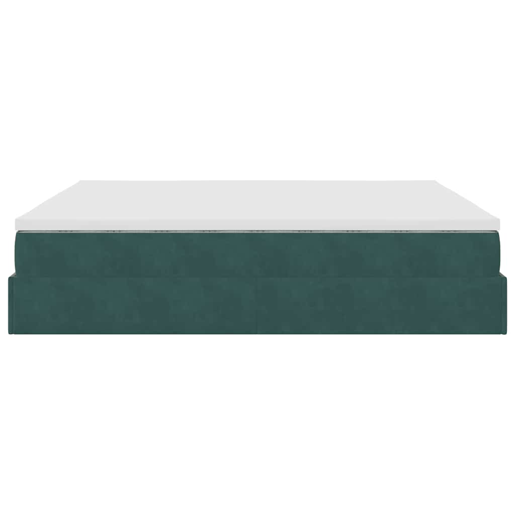 Cadre de lit ottoman avec matelas vert foncé 160x200 cm velours - XIOS
