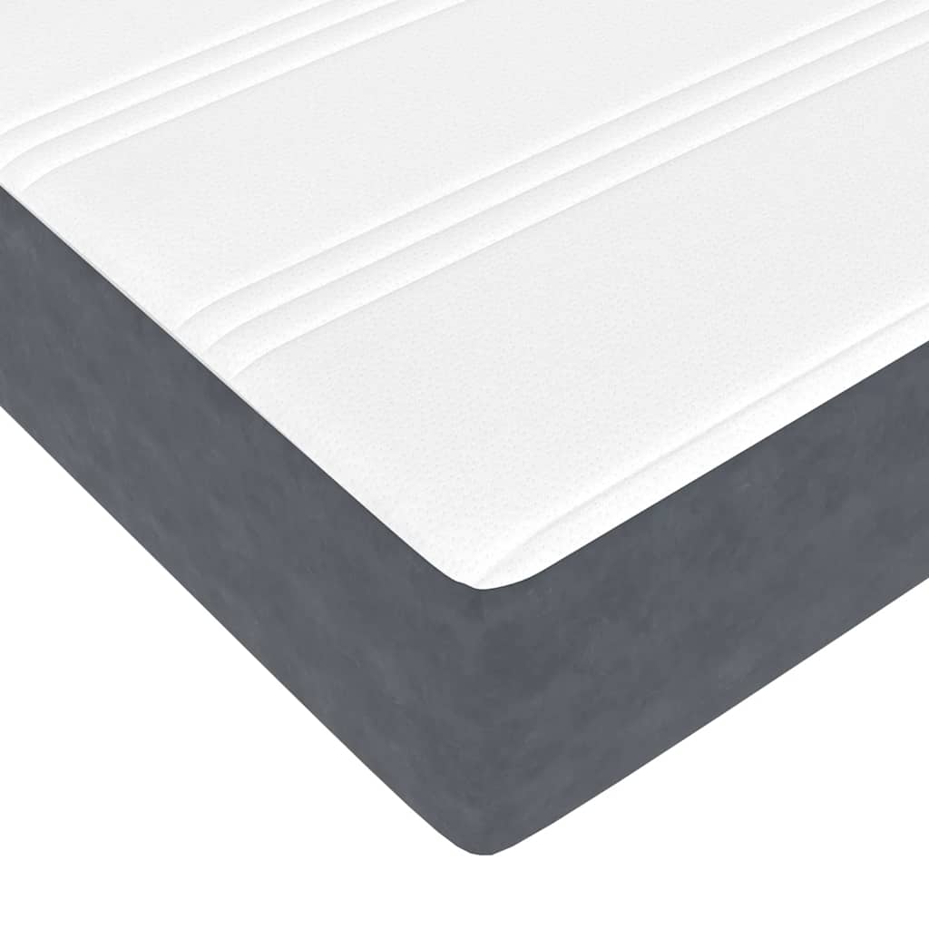 Cadre de lit ottoman avec matelas gris foncé 180x200 cm velours