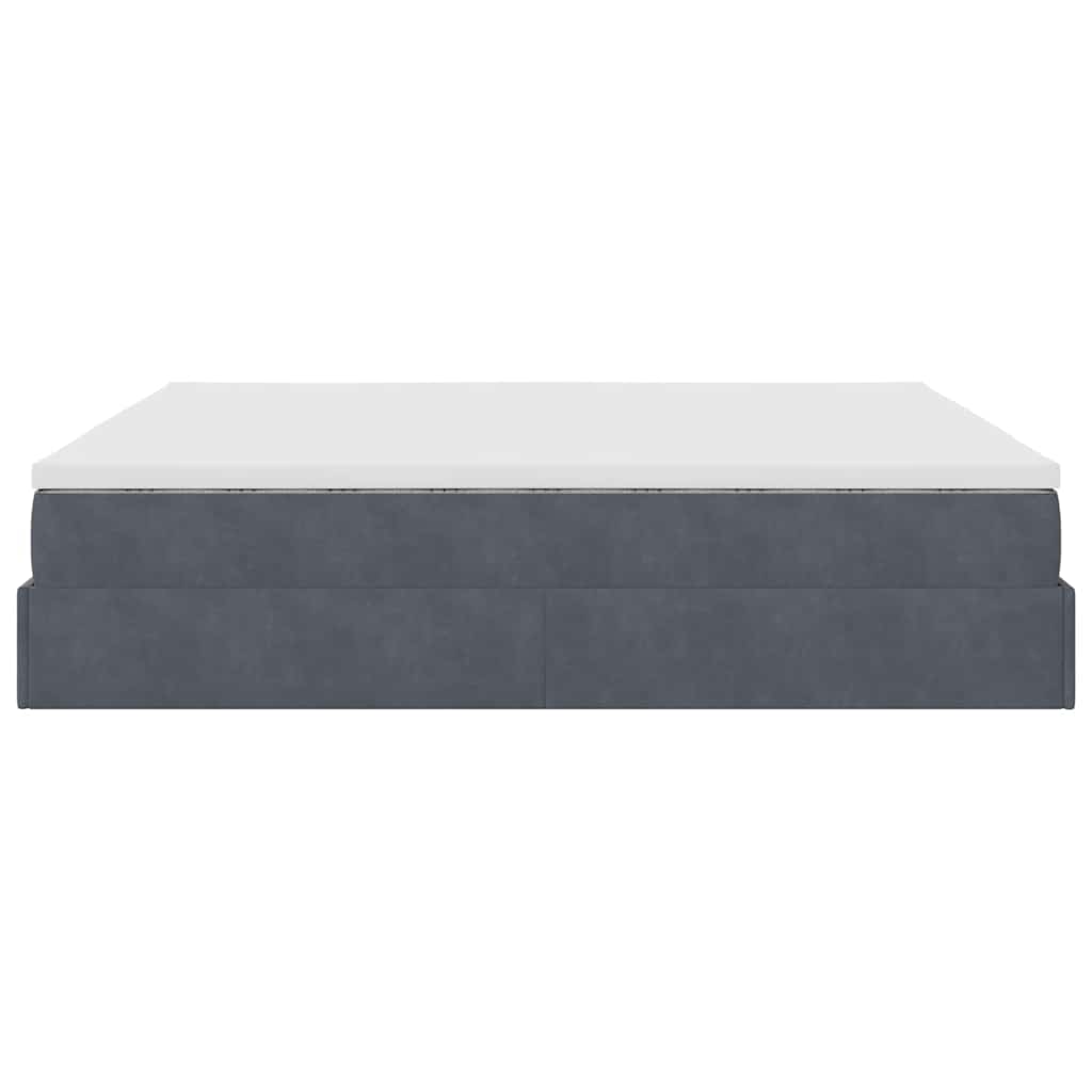 Cadre de lit ottoman avec matelas gris foncé 180x200 cm velours - XIOS