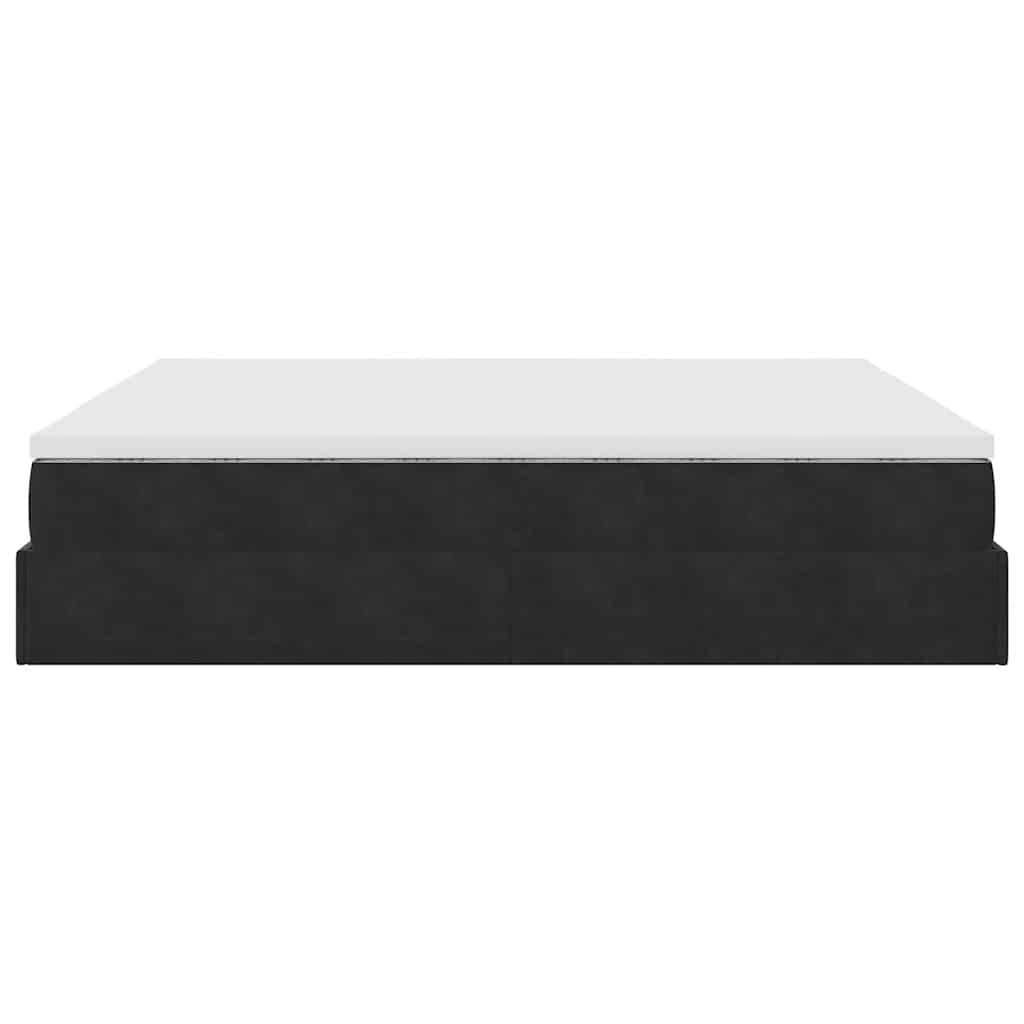 Cadre de lit ottoman avec matelas noir 180x200 cm velours - XIOS