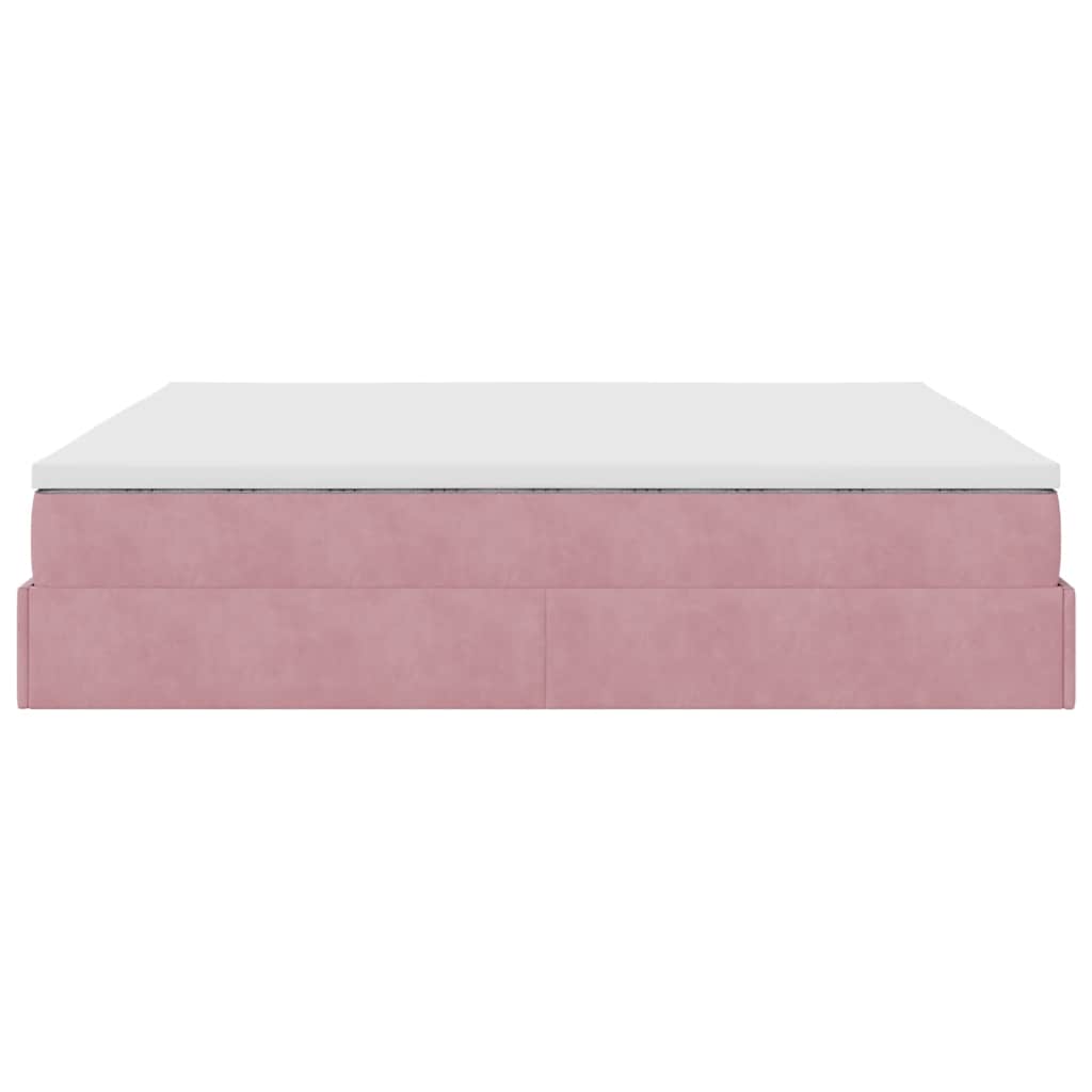 Cadre de lit ottoman avec matelas rose 180x200 cm velours