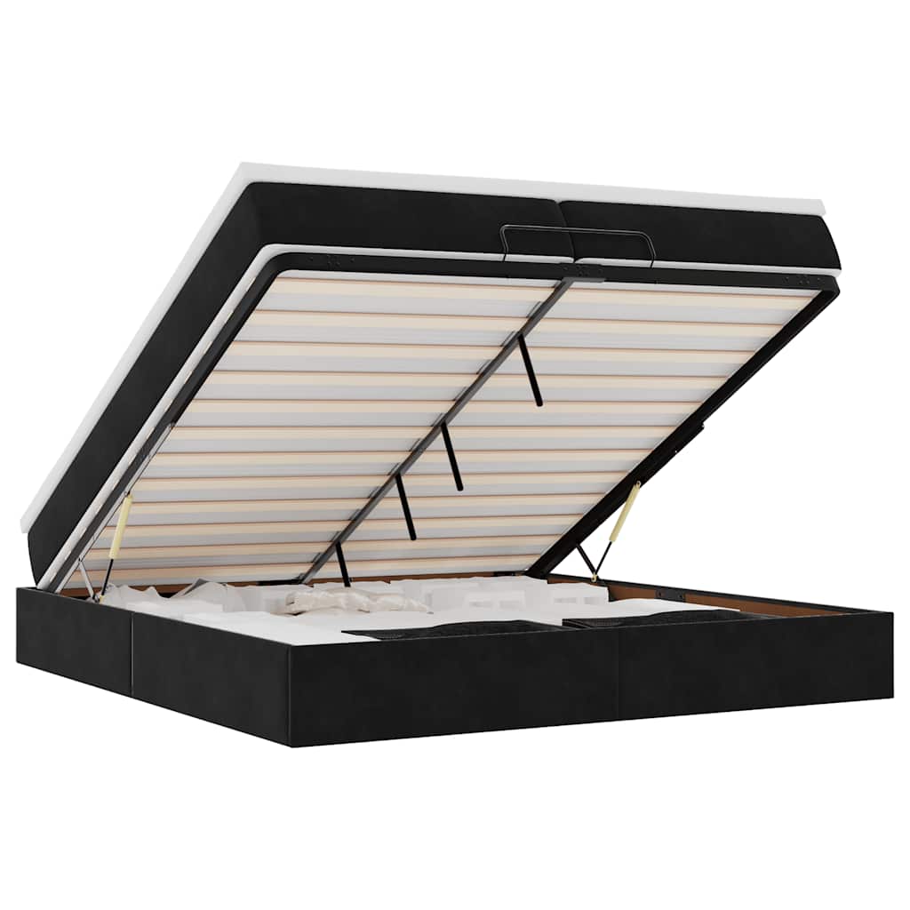 Cadre de lit ottoman avec matelas noir 200x200cm velours - XIOS