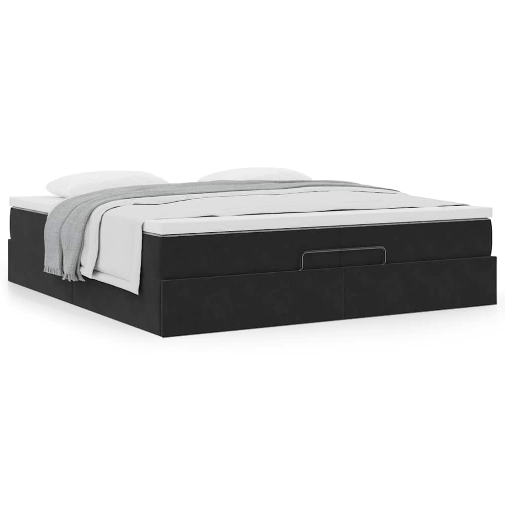 Cadre de lit ottoman avec matelas noir 200x200cm velours - XIOS