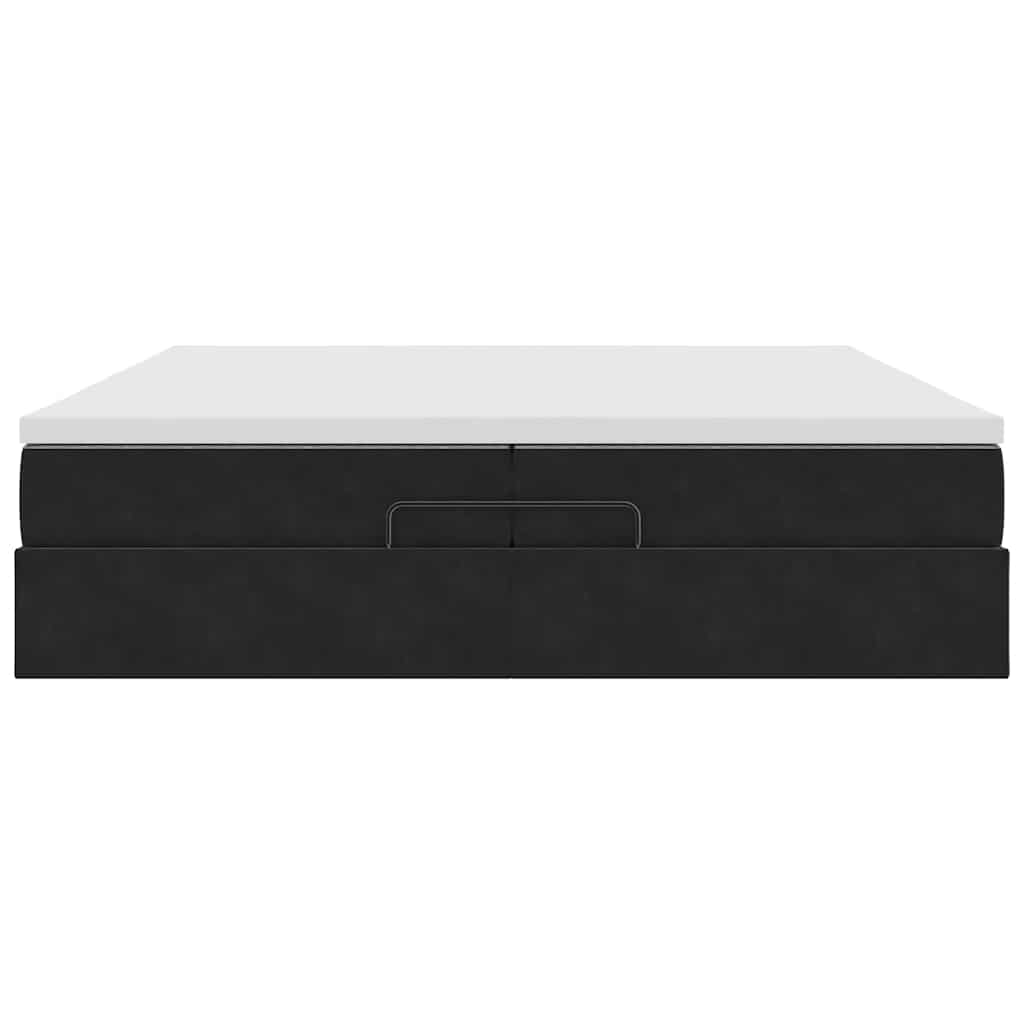 Cadre de lit ottoman avec matelas noir 200x200cm velours - XIOS