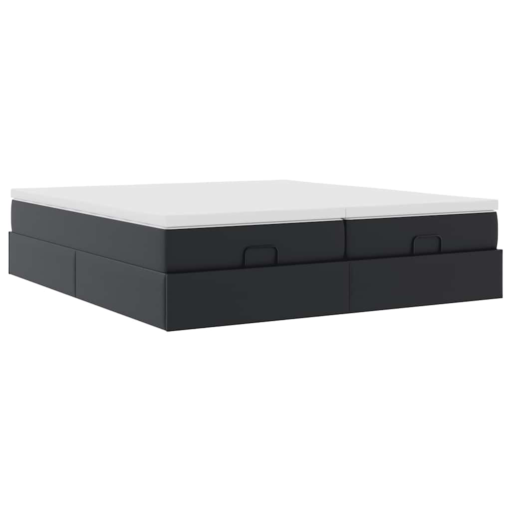 Cadre de lit ottoman avec matelas noir 160x200 cm similicuir - XIOS
