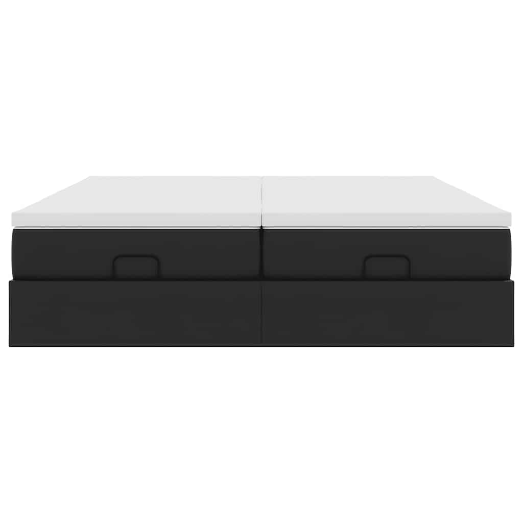 Cadre de lit ottoman avec matelas noir 160x200 cm similicuir - XIOS