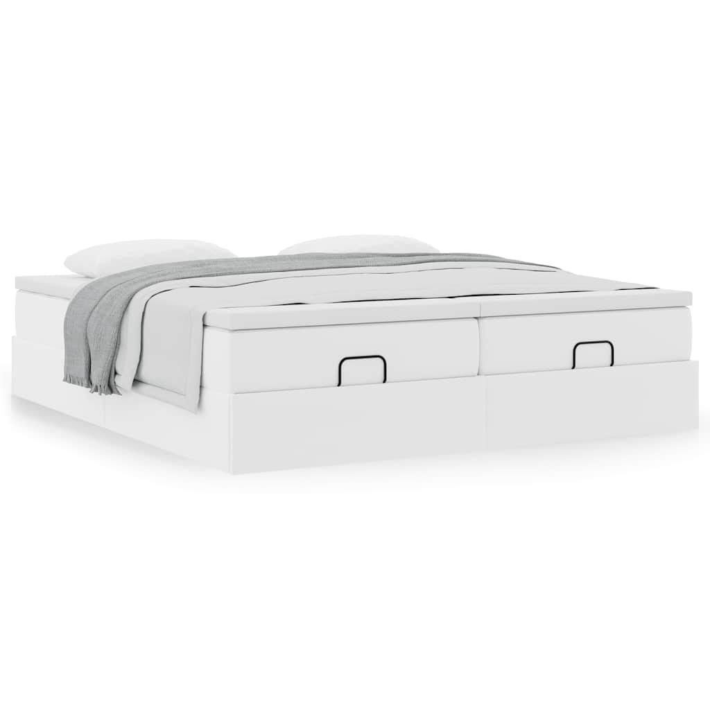 Cadre de lit ottoman avec matelas blanc 160x200 cm similicuir - XIOS