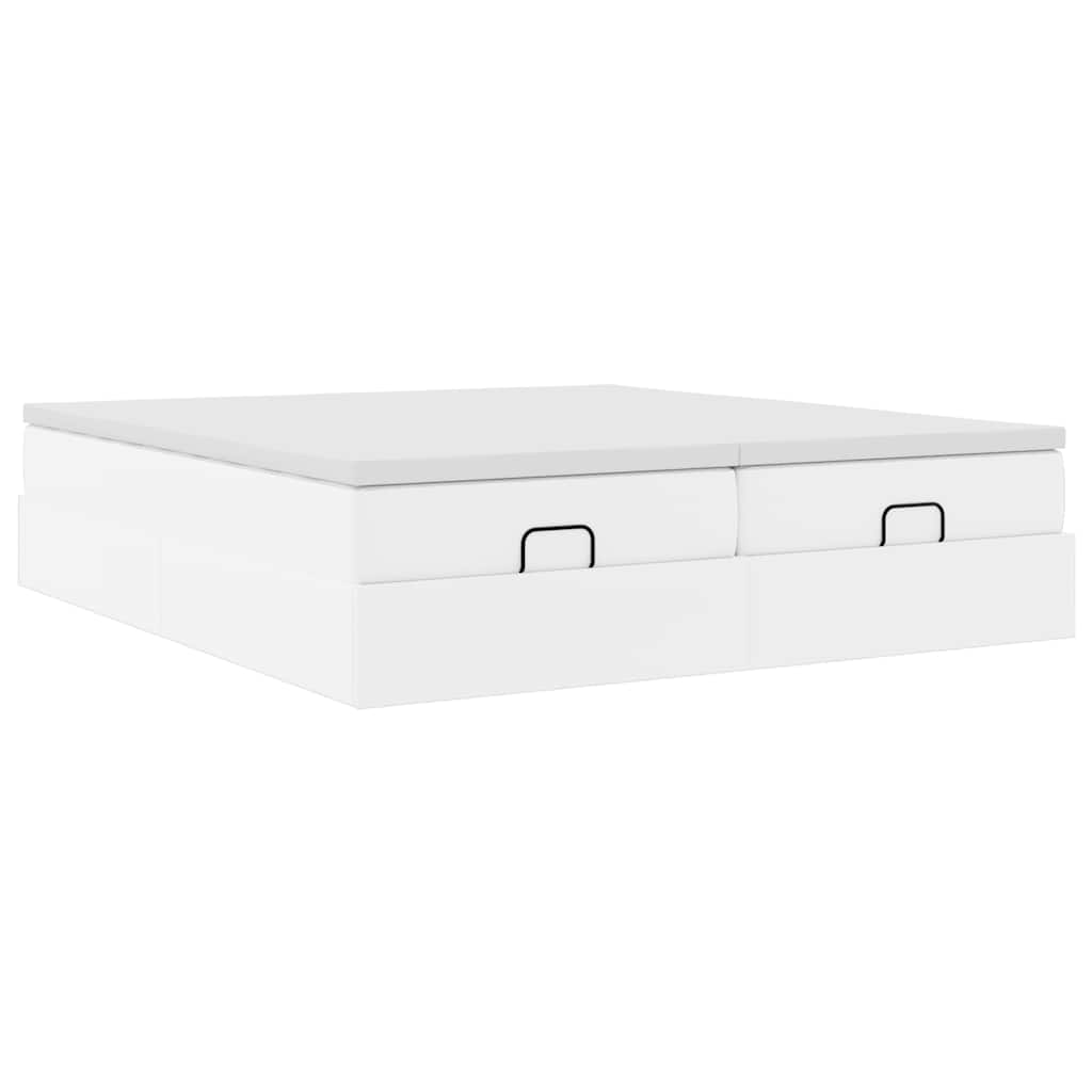 Cadre de lit ottoman avec matelas blanc 160x200 cm similicuir - XIOS
