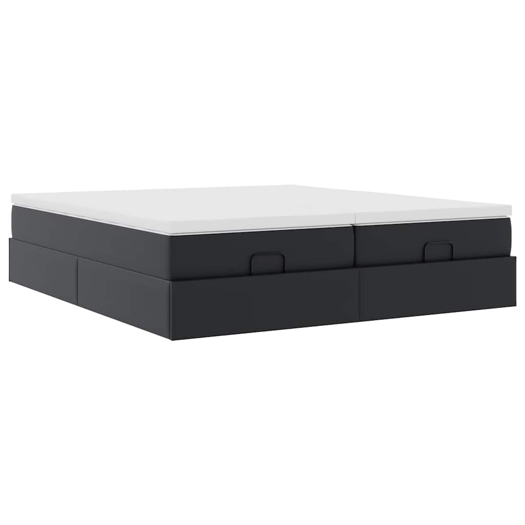 Cadre de lit ottoman avec matelas noir 180x200 cm similicuir - XIOS