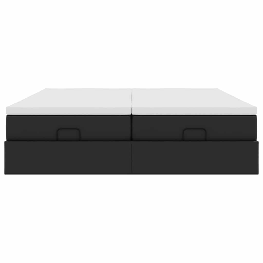 Cadre de lit ottoman avec matelas noir 180x200 cm similicuir - XIOS