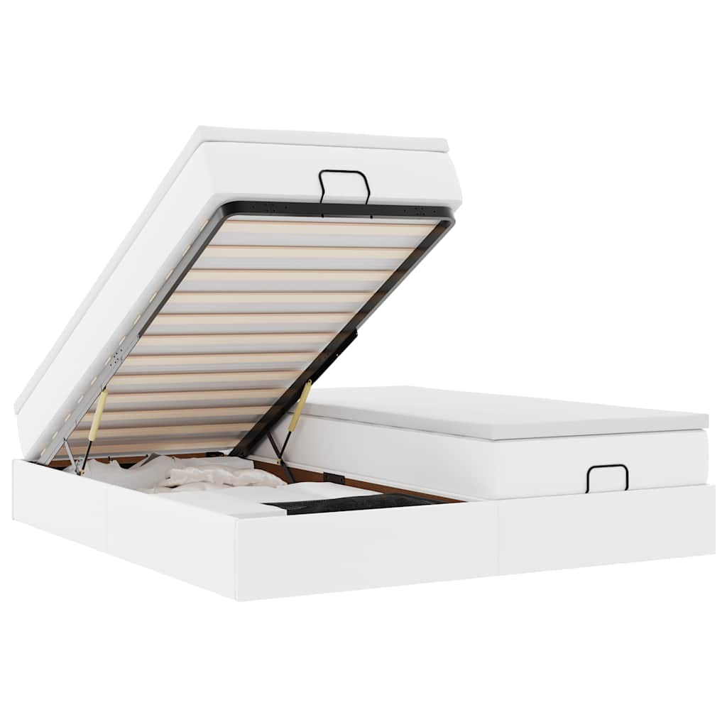 Cadre de lit ottoman avec matelas blanc 180x200 cm similicuir - XIOS