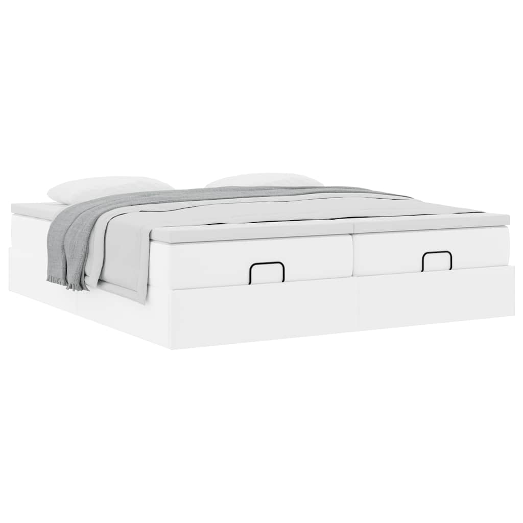 Cadre de lit ottoman avec matelas blanc 180x200 cm similicuir - XIOS