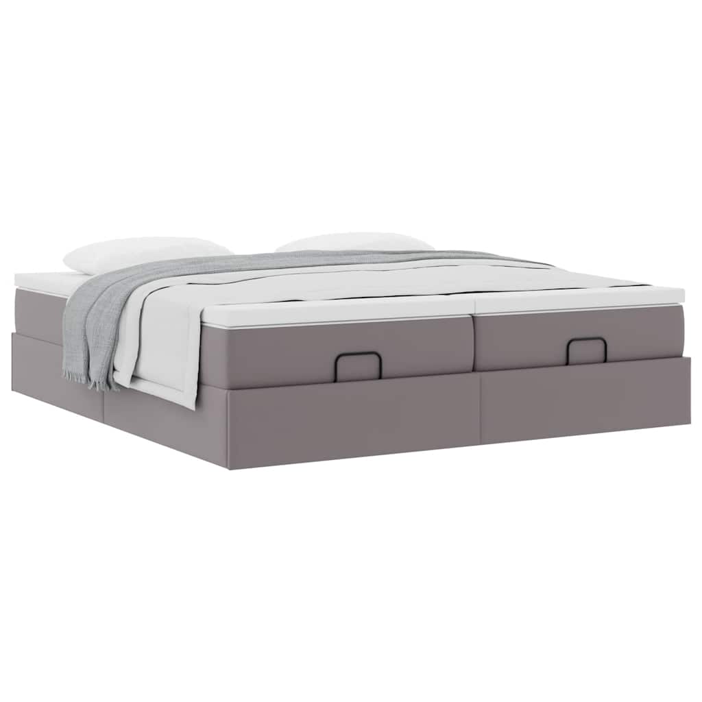 Cadre de lit ottoman avec matelas gris 180x200 cm similicuir - XIOS