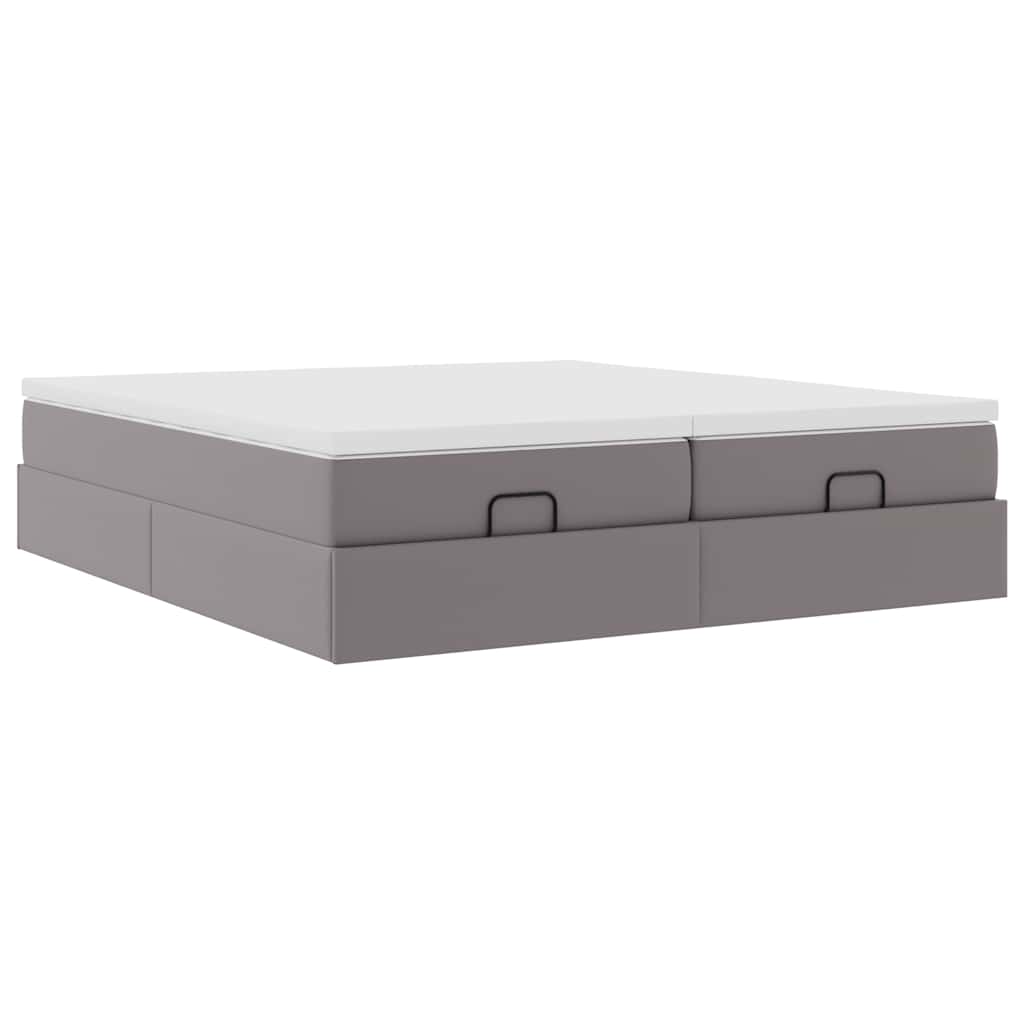Cadre de lit ottoman avec matelas gris 180x200 cm similicuir - XIOS