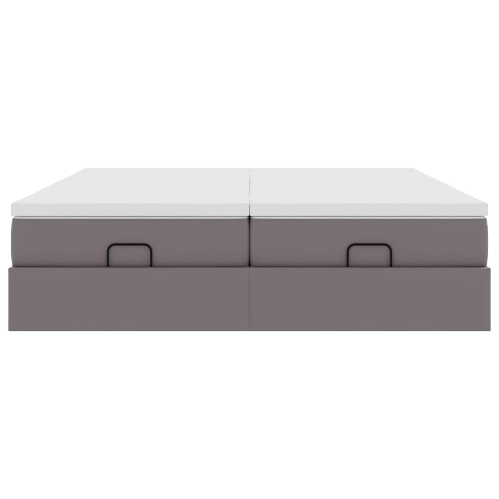 Cadre de lit ottoman avec matelas gris 180x200 cm similicuir - XIOS