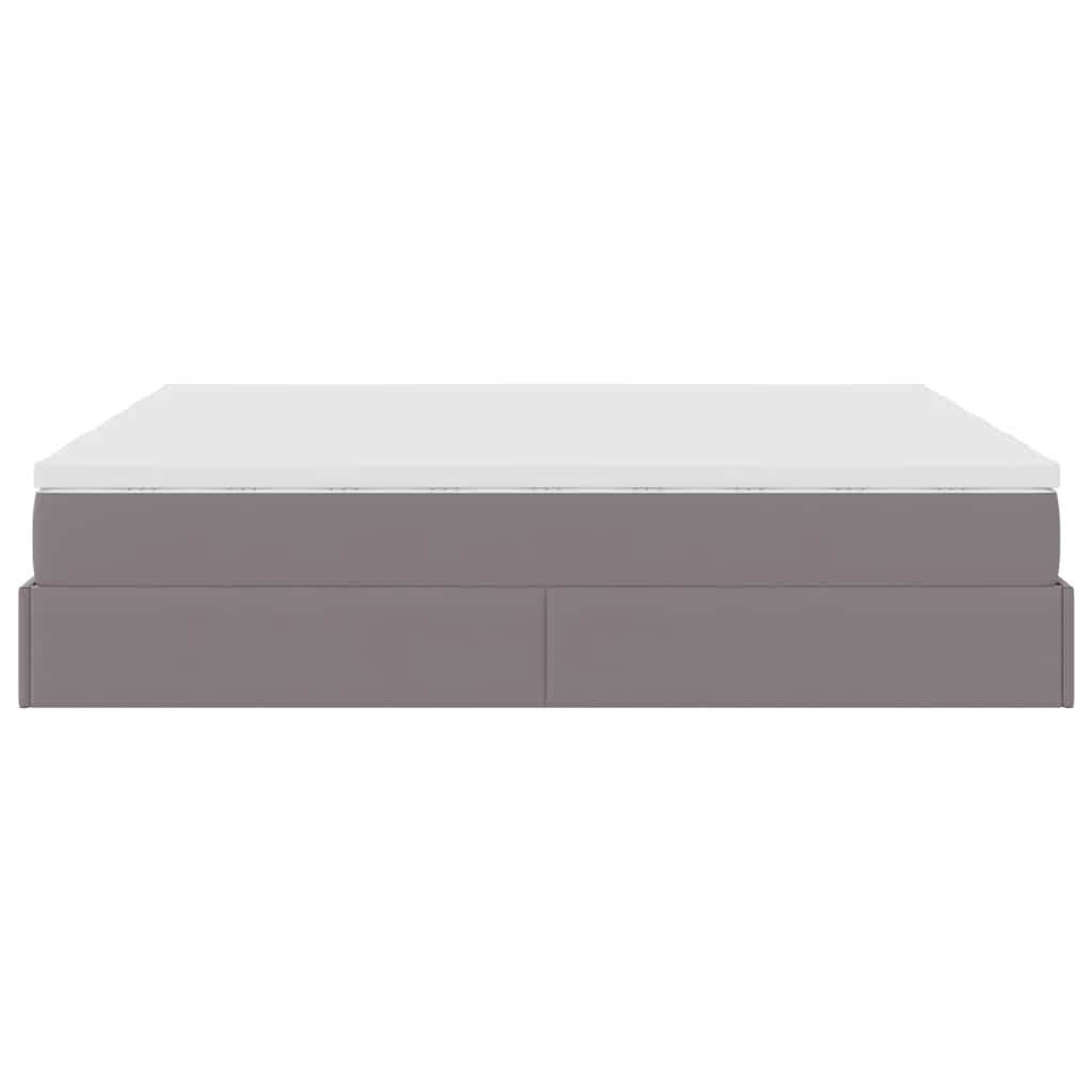 Cadre de lit ottoman avec matelas gris 180x200 cm similicuir - XIOS