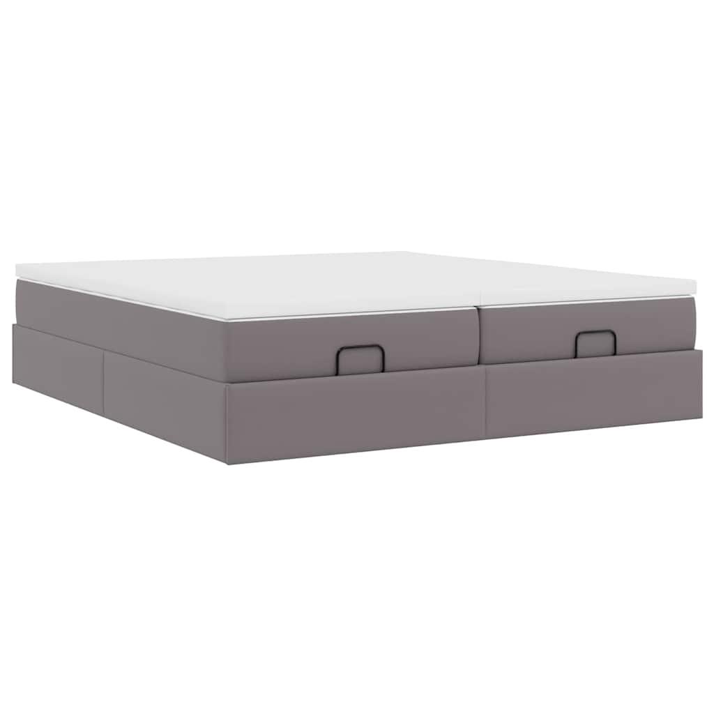 Cadre de lit ottoman avec matelas gris 180x200 cm similicuir - XIOS