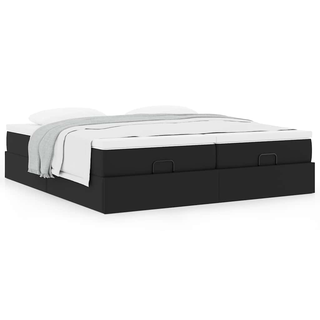 Cadre de lit ottoman avec matelas noir 200x200 cm similicuir - XIOS